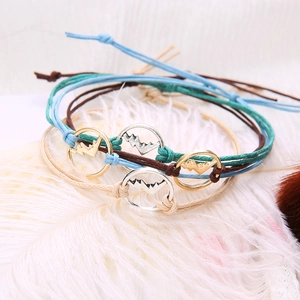Set di 4 bracciali bohémien intrecciati con ciondoli a forma di montagna da donna