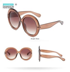 Oversized round sunglasses in tea frame with gradient lenses shown in multi-angle view
