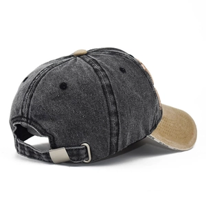 Retro washed cotton baseball cap with US ARMY 3D embroidery and metal buckle strap back