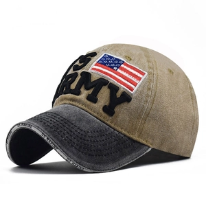Baseball Cap Washed Cotton US ARMY Embroidery American Flag Patchwork Distressed Vintage Adjustable Sun Hat Unisex