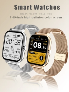 Detailed view of Y13 smart watch with 1.69-inch HD color screen and mesh band