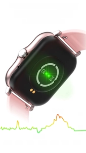 Back view of Y13 smart watch showing 24-hour heart rate monitoring sensor and graph