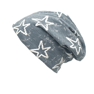 Bonnet Slouchy En Tricot De Coton Imprimé Étoiles Délavage Acide Respirant Chaud Couvre Chef Pour Hommes Femmes