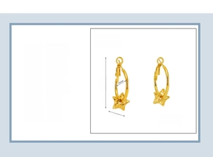 Detailed size specifications for 18K gold plated stainless steel star hoop earrings