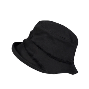 UV protection black cotton bucket hat with distressed frayed edges for a casual summer style