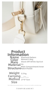 Detailed macro view of quilted PU leather texture and gold hardware on beige crossbody bag