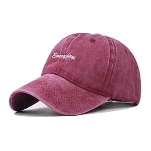 Burgundy washed cotton baseball cap with Everyday embroidery and stitched brim