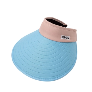 Visière de soleil bleue et rose avec étiquette CBAIQ brodée pour protection solaire été