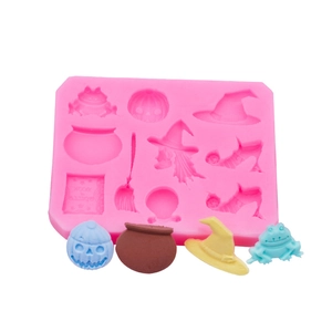 Stampo in silicone per Halloween con zucca cappello da strega rana e scopa per dolci