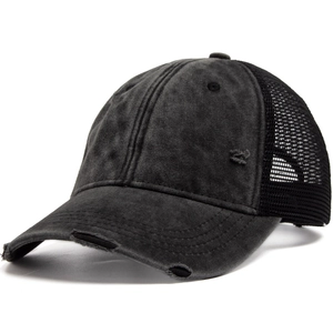Vintage Distressed Baseball Cap Washed Cotton Mesh Trucker Hat Breathable Adjustable Sun Hat For Men And Women Retro Style