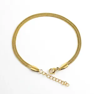 Herringbone Snake Chain Bracelet Stainless Steel Flat Blade Chain Jewelry Hip Hop Vintage Style For Men Women