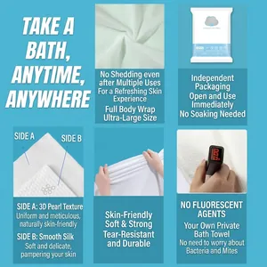 Thickened disposable bath towel travel set with pearl texture and individual packaging