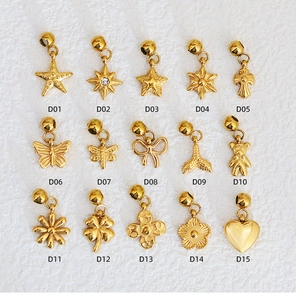 Selection of fifteen mini gold stainless steel DIY pendants for jewelry making