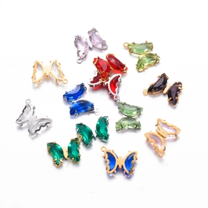 Detailed view of colorful zircon butterfly pendants for DIY jewelry and necklaces