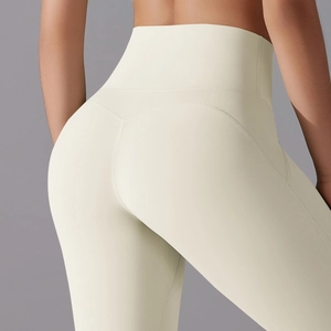 High waist creamy yoga leggings with V-seam back and butt lifting athletic design