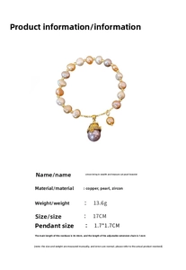 Spécifications du bracelet en perles Chat de la Chance avec détails en zircone