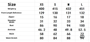 Size chart for elegant sleeveless sequin dress showing XS to L measurements and weights