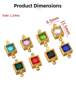 Detaillierte Größenmaße für einen 6,5x11,5 mm Kristallanhänger mit 1,2 mm Lochmaß