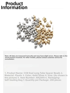 Detailed close-up of 200pcs gold and silver oval tube beads for DIY jewelry making