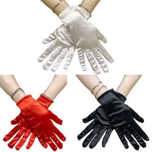 Short Satin Gloves Elastic Glossy Wrist Length For Women Wedding Party Prom Church Evening Elegant Simple