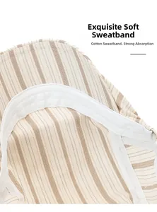 Close-up of soft cotton sweatband inside the British vintage striped newsboy cap