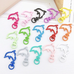 Colorful dolphin-shaped metal lobster clasps for DIY jewelry and keychain making