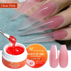 Macro view of 15g clear pink UV extension nail gel for professional manicure shaping