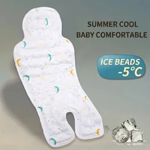 Baby Stroller Cooling Pad Ramie Cotton Stroller Liner Gel Beads Mat For Car Seat Dining Chair Breathable Summer Infants