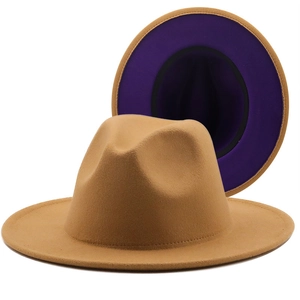 Fedora Hat Woolen Felt Contrast Two-Tone Wide Brim Jazz Style Stylish Outdoor Casual Trendy Headwear For Men Women