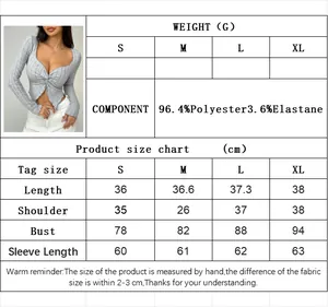 Größentabelle für sexy figurbetontes Crop-Top mit Details zu Stoff und Maßen