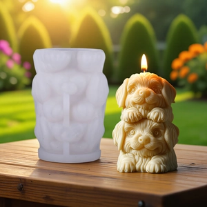 Molde de silicona 3D para velas con diseño de perro apilable para manualidades DIY