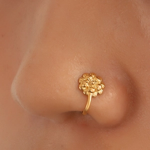 Clip de nez fleur dorée en forme de U sans perçage avec design géométrique chic