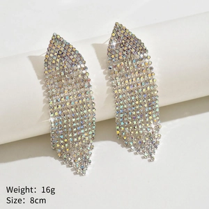 Detail of colorful long tassel waterfall earrings with 8cm length and 16g weight