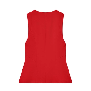 Haut rouge sans manches pour femme coupe ajustée avec fermeture éclair au dos et coutures