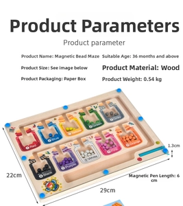 Detailed size specifications of the wooden magnetic color and number maze toy