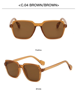 Macro view of brown oversized square sunglasses with amber frames and polarized lenses
