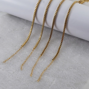 Classic 18k gold plated stainless steel box chains with adjustable extension links