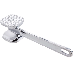Dual-sided aluminum alloy meat tenderizer hammer with spiked head and smooth surface