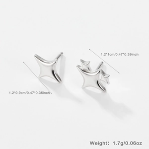 Detailed size chart and weight specifications for 925 silver star stud earrings