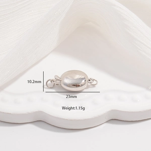 S925 sterling silver oval clasp for jewelry making with precise 23mm dimension