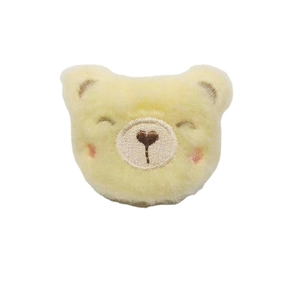Cute yellow plush bear brooch with embroidered details for bags and clothing accessories