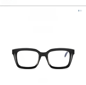Front view of square black anti-blue light glasses frames with stylish metal rivets