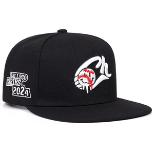 Black snapback baseball cap with stylized CH embroidery and 2024 Jallsco side details