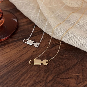 925 Sterling Silver Necklace With Minimalist Lock And Key Pendant Fine Chain Chic Commuter Jewelry For Women