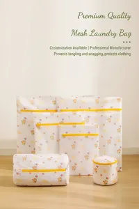 6-piece set of fine mesh laundry bags with cute bear prints in various sizes