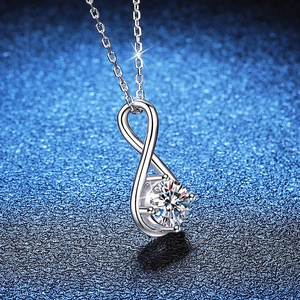 925 sterling silver angel tears moissanite necklace with infinity symbol pendant