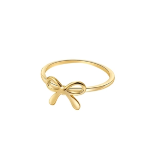 Elegant 18K gold butterfly knot ring for women with polished metallic minimalist finish