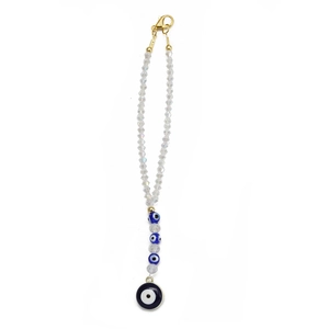Lucky blue evil eye pendant with crystal glass beads and gold charms for cars