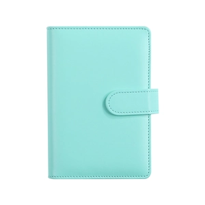 Macaron blue PU leather binder notebook with snap button closure and stitched edges