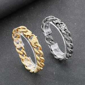 Men's retro 18k gold and vintage silver textured rope chain bracelets in 18k gold and silver
